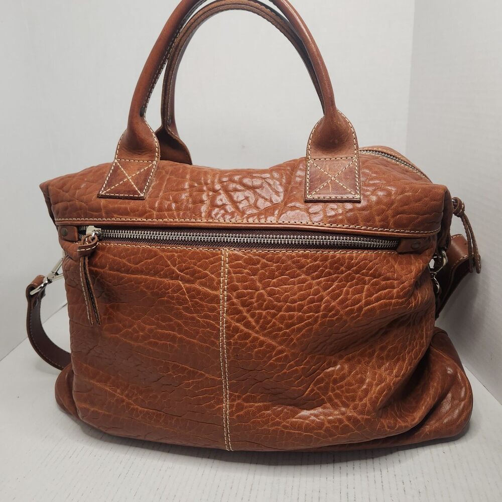 Borlino Milano Buffalo Leather Duffle Bag Weekender w Strap OOAK MTO Italy Terra - Picture 9 of 16